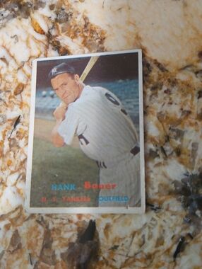 Topps 1958 Hank Bauer non graded baseball card.